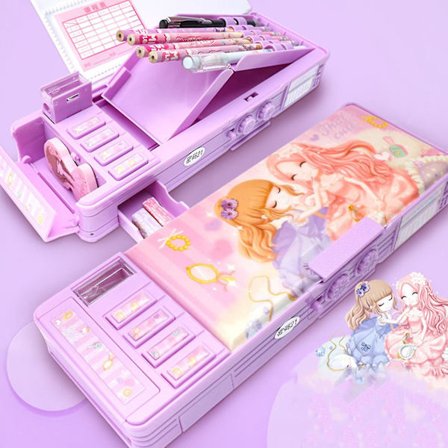 Dobbelsidig blyantboks med 6-hulls utkast blyantspor for tenåringer studenter jenter barn