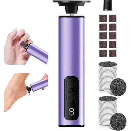 2-i-1 Elektrisk Fodfil til Hæle og Negle, Genopladelig Elektrisk Fodfil og Sandpapir, 9-Hastighed Trådløs Pedicure Værktøj til Døde Hudceller