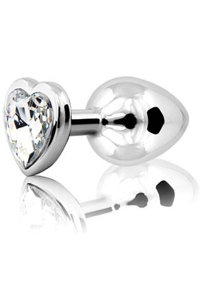 Loving Heart Butt Plug Silber/Klar Medium
