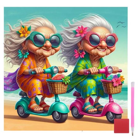 Timanttitaidesarjat aikuisille, isoäitien timanttimaalaussarjat aloittelijoille, DIY Seaside Diamonds -maalaussarja 5D täysi pyöreä porahelmi, kodin 