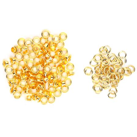 Guld messing hule hulnitter - 200 stk, 6 mm - gør-det-selv-lædertilbehør