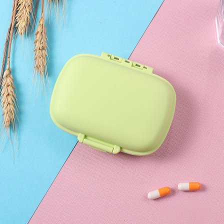 Reseförvaring för piller, fuktbeständig liten pillerask för ficka, plånbok, daglig pillerask, bärbar medicinlåda, grön, vete, beige, en av varje