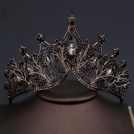 Barokki Kristalli Tiara P panta Morsiamen Kruunu Hiuskoriste Naiselle H juhlaan Black