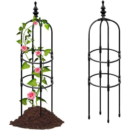 Torni Obeliskiköynnöstuki, 120 cm korkea kasvituki U-tyypin kasvituki ulkokäyttöön kiipeilykasveille köynnöstuki kaari musta 120CM /4 jalkaa