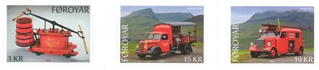 Færøerne - Brandbiler - Postfrisk selvkl. sæt 3v
