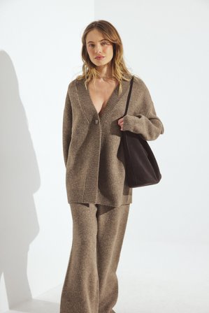 NA-KD Pantalon en maille à revers - Pantalons en maille - Marron - L