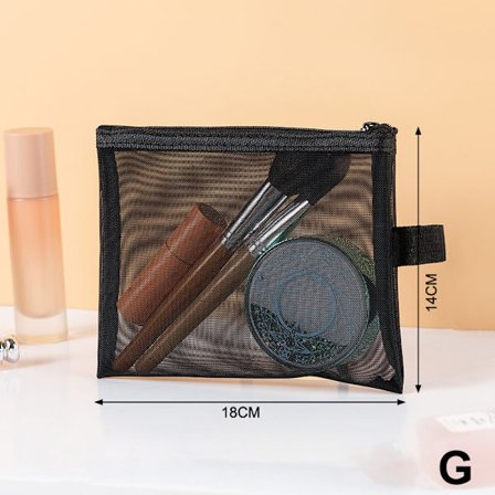 Mesh Makeup Tasker Sort og Hjerte Kosmetisk Taske Bærbar lynlås