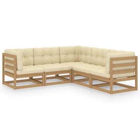 Vidaxl Loungegrupp Med Dynor 5 Delar Massiv Furu Brun