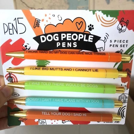 5kpl Funny Pens Set Kuulakärkikynät DOG PEOPLE DOG PEOPLE