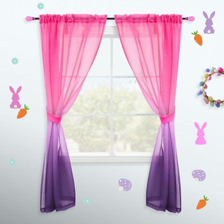 Lilla Rosa Ombre Skøre Gardiner - Himmelgradient 2-Panel Sæt - Lysfiltrerende til Pigerum, Børneværelse & Prinsesse-tema Indretning