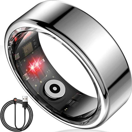 Älysormus terveystietojen seuraaja naisille ja miehille, kalori-, happi-, syke- ja unenlaadun monitori, ei tilausta, yhteensopiva iOS:n ja Androidin 