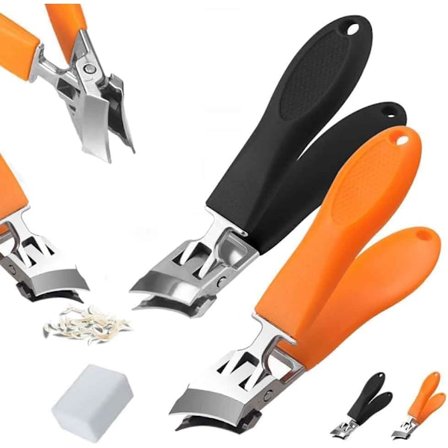 Bred kæbeåbning Anti-stænk Vinklet negleklipper Fingernegl og tåneglklipper til indgroede negle Buet tåneglklipper Sort + Orange