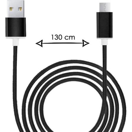 Micro USB-kabel - PH26 - Samsung Galaxy A10 - 1,3 meter - Snabbladdning och synkronisering - Svart