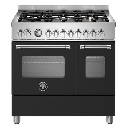 Bertazzoni MAS96L2ENET Master gaskomfur med dobbeltovn, 90 cm, matsort - Matsort, pantone process black c | KitchenOne
