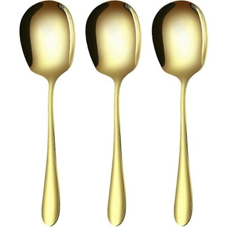 3 stk. store serveringsskeer i rustfrit stål til buffet, til servering i køkken, madlavning, restaurant, banket, guld-11jkw BNW