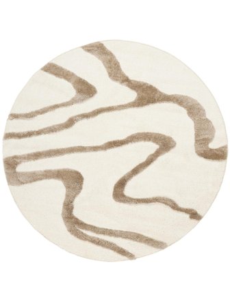 Shaggy Rug Ginori Off White/Beige Round Oeko-Tex