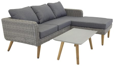 Venture Home Vodice 9330-013 Loungeset soffa, bord, grått/natur, Utemöbler