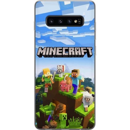 Yhteensopiva Puhelinkuori Samsung Galaxy S10 Minecraft Creeper lohko pikseli retro peli