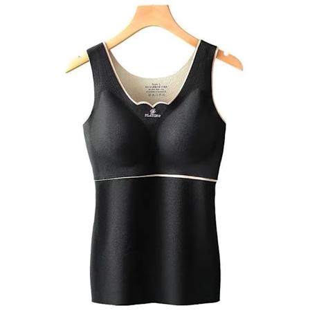 Termisk Underundertøj Fløjlsvest Vinter Kvinders Enkel Solid med Brystpude Camisole Slank Varmt Sling Vest Kvinde Termisk Underundertøj black XL(50-