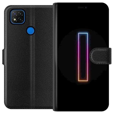 Kompatibel Tegnebogsetui til Xiaomi Xiaomi Redmi 9C Minimalistisk neonbogstav I i regnbuefarver mod mørk baggrund