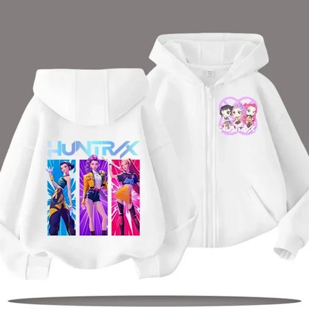 Sjove sweatshirts med lynlås Kpop Demon Hunters Hættetrøje Børnetøj Pige Drenge Sweatshirt Lynlås Hættetrøje Baby Afslappet Top