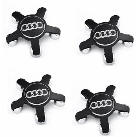 Set med 4 emblem hjulnavkapslar, för Audi navkapslar (svart) A3