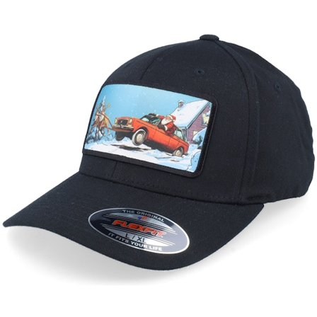Ho-Ho-Hats - Schwarz flexfit Cap - Santa Claus Car Sleigh Patch Black Flexfit @ Hatstore
