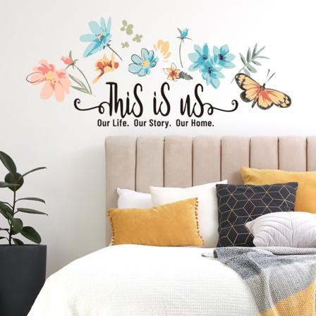 Tämä on meidän seinätarra - Perhosvinyylitarrat seinäkoristetarrat Taidetarra Koti sisustus olohuoneeseen makuuhuoneeseen kylpyhuoneeseen