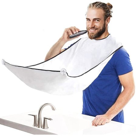 Skægforklæde til skægdesign Opsamlingsklud til hår Skægklipning Barbering Gave til mænd(Hvid)