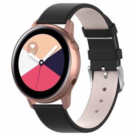 20 mm Samsung Galaxy Watch Active klockarmband i läder - Svart