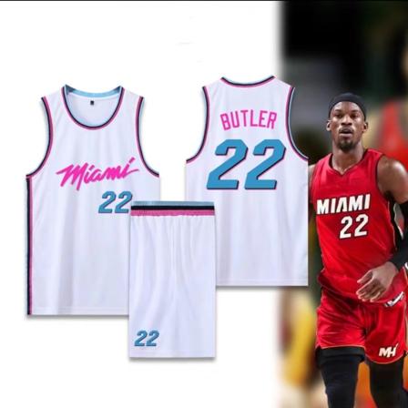 Basketballtrøjer Sportstøj Jimmy Butler Miami Heat nr. 22 Basketballtrøjer Voksne børn City Edition White Adult 5XL(185-190cm)