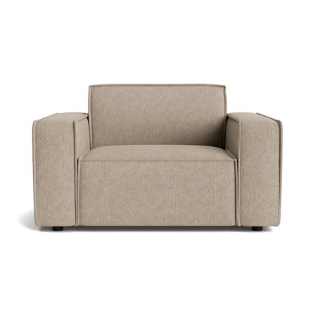 Lyon Sessel Moderner Sitzkomfort für das Wohnzimmer in Aragon Grau/Beige, Uni-Muster, bequeme Polsterung, zeitloses Design, Breite 80cm.