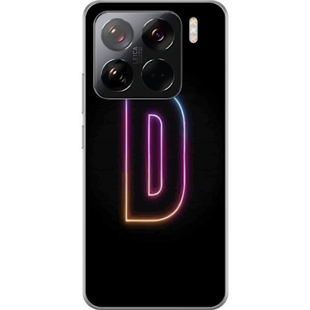 Kompatibel Mobilcover til Xiaomi Xiaomi 15 Pro Minimalistisk neonbogstav D i farveskiftende lys mod sort baggrund i moderne digital design