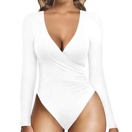 Dam blommönster print Romper V-hals Body Holiday Vit XL