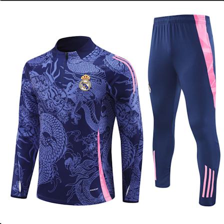 2425 Uusi Real Madrid Jalkapallo Pitkähihainen Puoli vetoketju Aikuiset & Lapset Harjoituspaita Dark blue 14