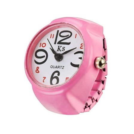 Unisex Ring Watch Kreativ Elastisk Rustfrit Stål Finger Watch Quartz Watch Til Mænd Kvinder Par (Pink)