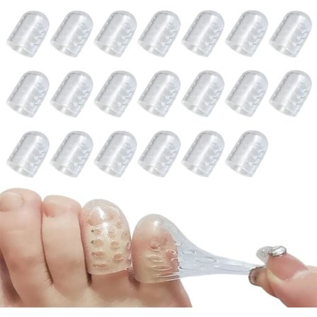Silikone Tåbeskyttere 20 stk., Gel Anti-Friktion Tåbeskytter Åndbare Tåhætter Beskyttere til Mænd Kvinder, Bløde Gennemsigtige Lille Tåovertræk 