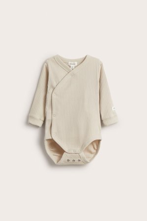 Newbie | Prążkowane body na zakładkę | Beżowy
