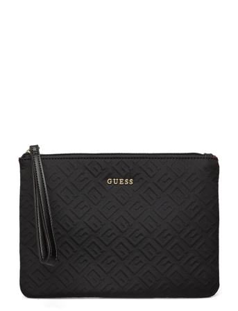 Lorey Nylon Flat Top Zip Bags Clutches Svart GUESS