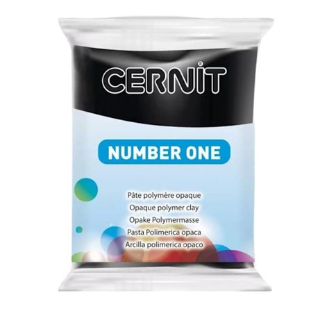 Polymerlera - Cernit - nr 1 - 56 g - Svart - Porslinseffekt efter bränning
