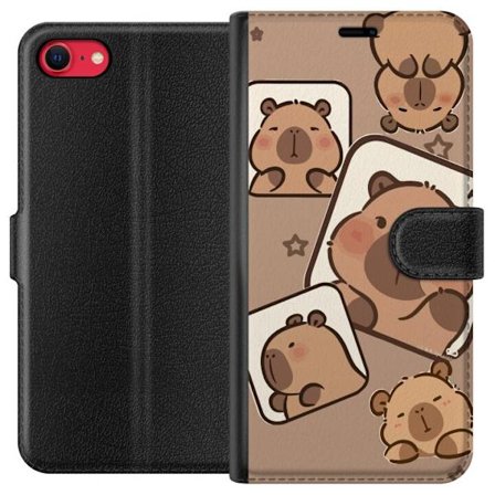 Yhteensopiva Lompakkokotelo Apple Apple iPhone SE (2022) Capybara Frame Friends Leikkisä suunnittelu, jossa on pieniä kapibaareja ruuduissa tähtien