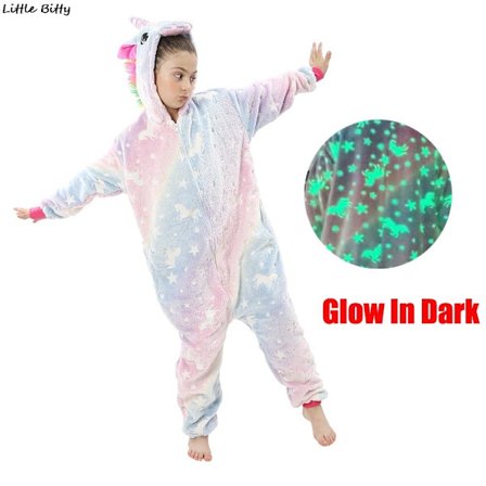 Teens Girls Unicorn Pyjamas 4 6 8 10 12 Years Kids Kigurumi Pyjamas Glow in the Dark Unicorn Onesie Kigurumi Kids