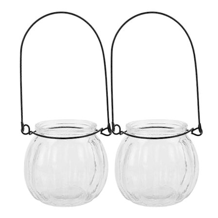 2 stk. klare glas fyrfadsstage lysestager græskarform aromaterapi lyskrukke