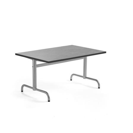 Tisch PLURAL, 1200x800x600 mm, Linoleum-Platte, dunkelgrau, silber