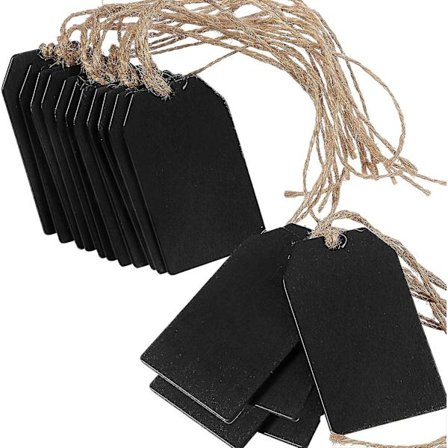 50 stk. tavlemærker Hængende mini tavleskilte i træ, tavlemærker i træ, hængende tavleetiketter, ideelle prismærker, beskedskilte, sort -HG