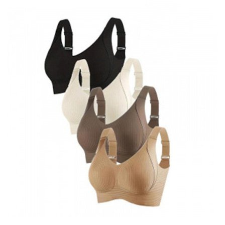 Sømløs trådløs plus size bh - Hud, kaffe, sort, hvid (4-pak) til løft og støtte XXL