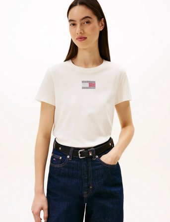 Tommy Jeans Tjw Reg Party Flag Tee Ext - Cream - XL