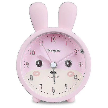 Barnevekkerklokke for jenter uten tikkelyd, kanin Barnevekkerklokke Stille vekkerklokke W