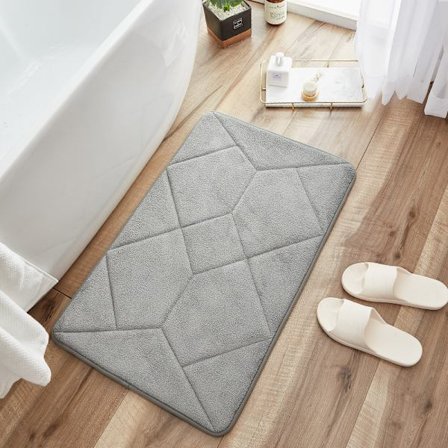 Muistivaahtokylpyhuoneen matto, samettisen pehmeä kylpyhuonematto (harmaa, 16x24 tuumaa)