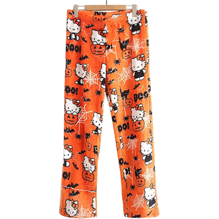 Cartoon HelloKitty flanellip ksyt naisille Halloween-lahjaksi Halloween Orange XL